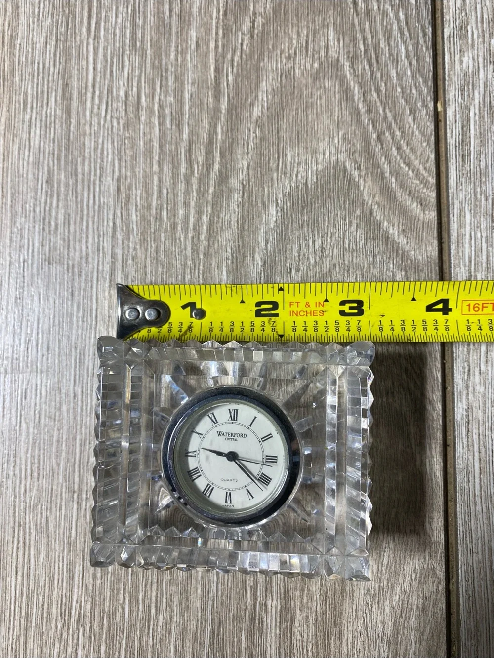 Vintage Waterford Crystal Rectangular Desk Clock Quartz Roman Numerals Ireland